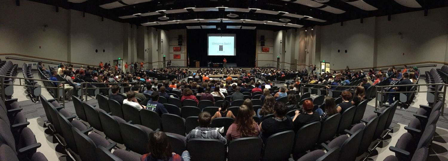 Powell students filled the auditorium on the first day of school Aug. 23. 