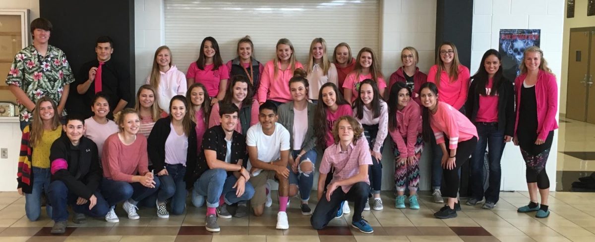 PHS students wearing pink pull together to support Cherie Haire, who is fighting breast cancer.