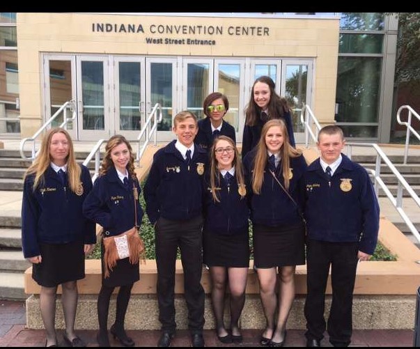 Powell-Shoshone+FFA+officers+who+attendedn+the+national+convention+include+%28from+left%29+Caylee+Kremer%2C+Rylee+Ramsey%2C+Bronson+Smith%2C+Gracie+McLain%2C+Mckennah+Buck%2C+Logan+Mehling+and+%28back%29+Kathleen+Bush+and+Kalli+Ashby.