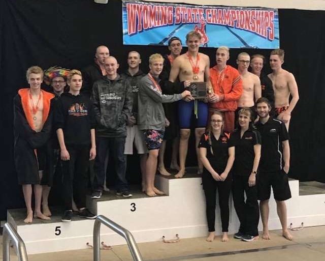 The+Powell+boys+swim+team+tested+the+water+at+state+and+ended+their+2018+season+with+a+third-place+plaque.