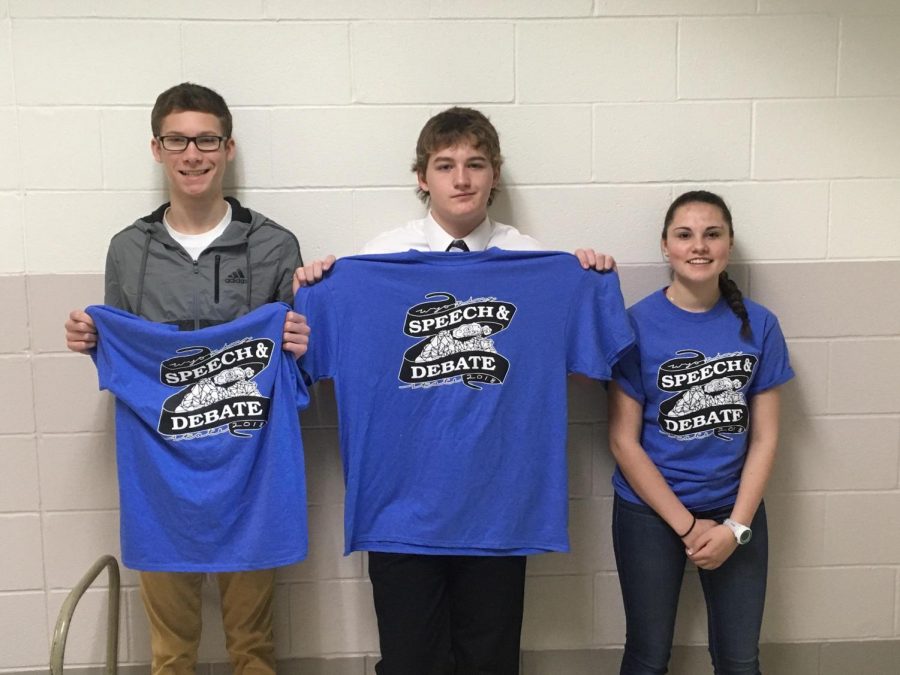 The three PHS students who competed at state speech and debate include (from left):  Bennett Walker, Aidan Hunt and Ashlynn Aguirre.