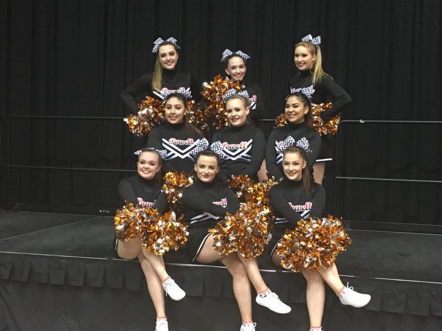 Pictured is the Powell High School cheer squad. Bottom row: Kaitlyn Decker, Addie Miller and Alyssa Gould. Middle row: Scarlette Mendoza, Brilee Keeler and Kailey Jurado. Back row: Gracie McLain, Kalli Ashby and Mariah Phister.



