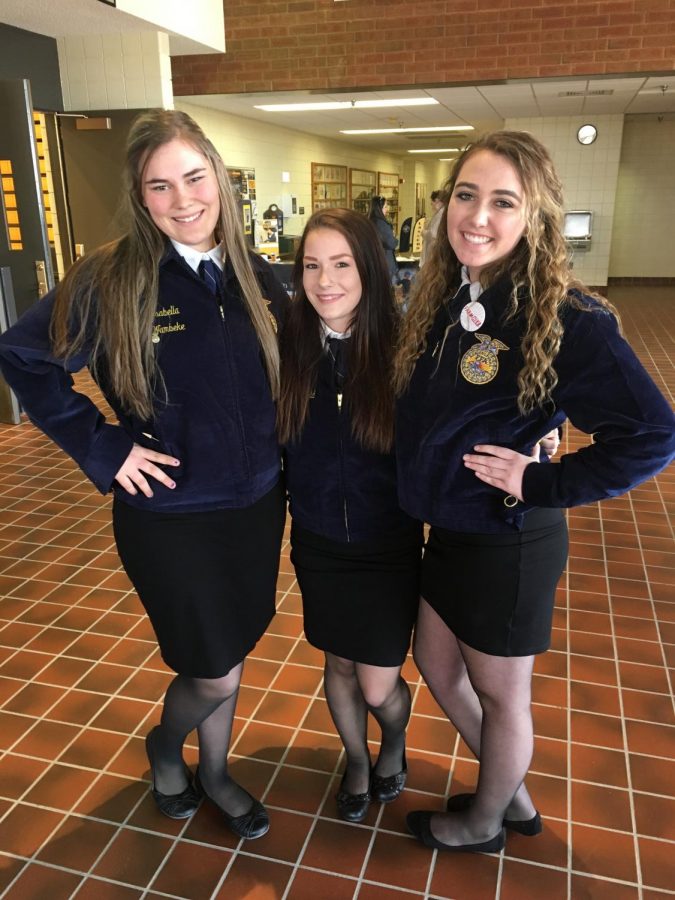 Members of the vet science team include (from left) Isabella Wambeke, Alyssa Gould and Gracie McLain.  