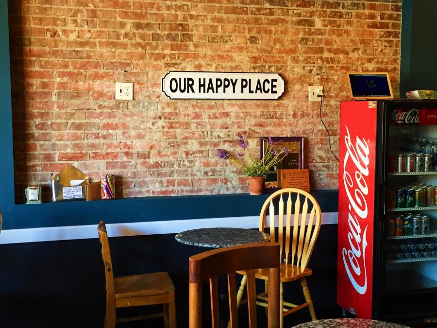 The interior of Uncommon Grounds displays the happy place theme  customers enjoy.