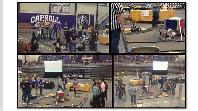 Robotics teams 10731, 10541, and 6437 compete at Helena Montana State Qualifier