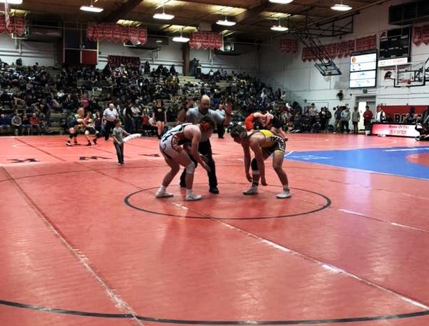 PHS junior Matthew Seckman (left) gets ready to wrestle during the Bozeman Tournament, which was Jan. 4-5