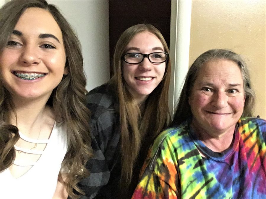  Junior Lauren DeWitz and freshman Jaci-Lynn Davison in a selfie with Davison’s and former student Gavin Reed’s grandma, Laura Davison.