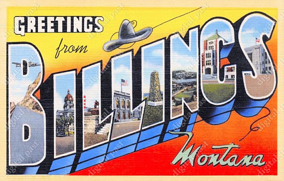 Billings sign displaying various attractions in biggest city in Montana.