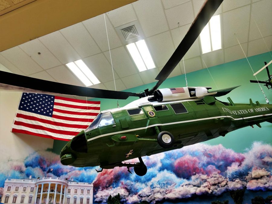The newly added Blackhawk along with the White House and the colorful trees. Can you find the Three baby Easter eggs in the photo? (Hint: look at the White House)