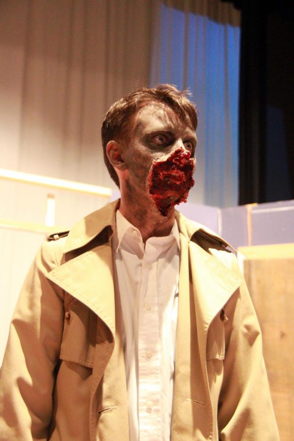 PHS junior Kaelin Crichton is pictured wearing fellow junior Jenna Merritt’s special effects zombie make-up.