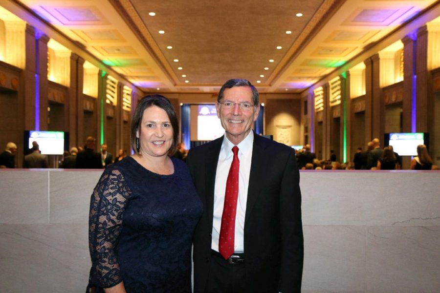Mrs. Necole Hanks poses with Senator John Barrasso after winning the Presidential Awards for Excellence in Mathematics and Science Teaching.