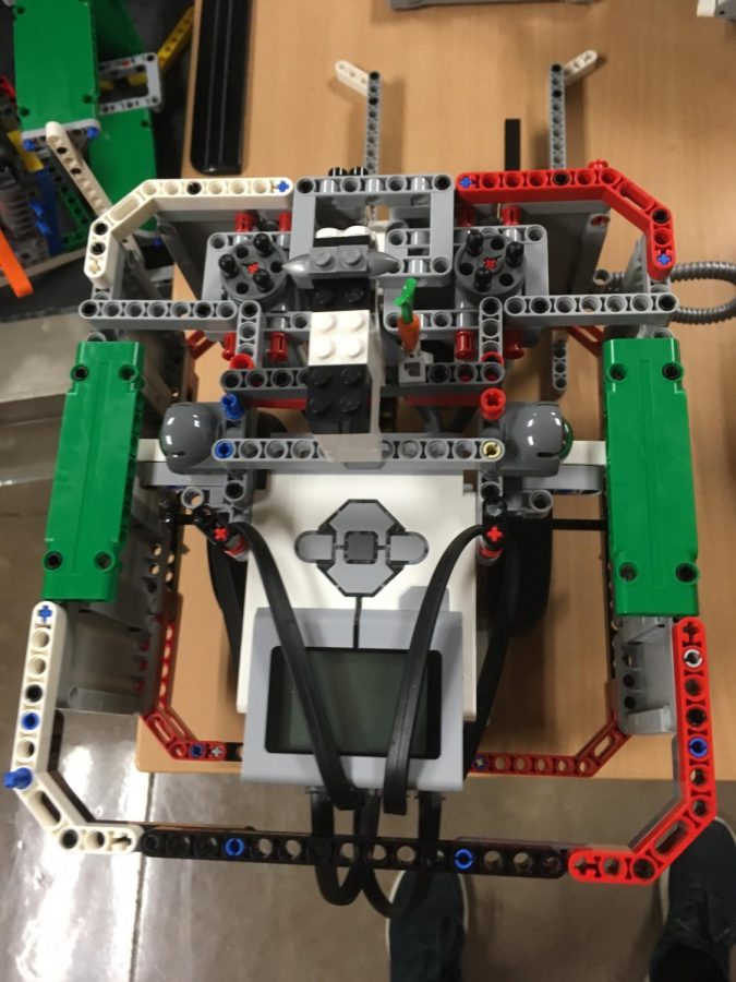 This is a robot from the seventh grade robotics team at PMS. They recently won the state competition and are now headed to the global competition in Houston in April to represent their school and their town.