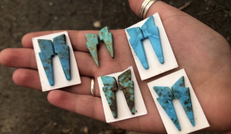 One pair of these earrings was given to the winner of “The Western Damsel’s” 100 follower giveaway. The turquoise bolts are the most highly requested item.