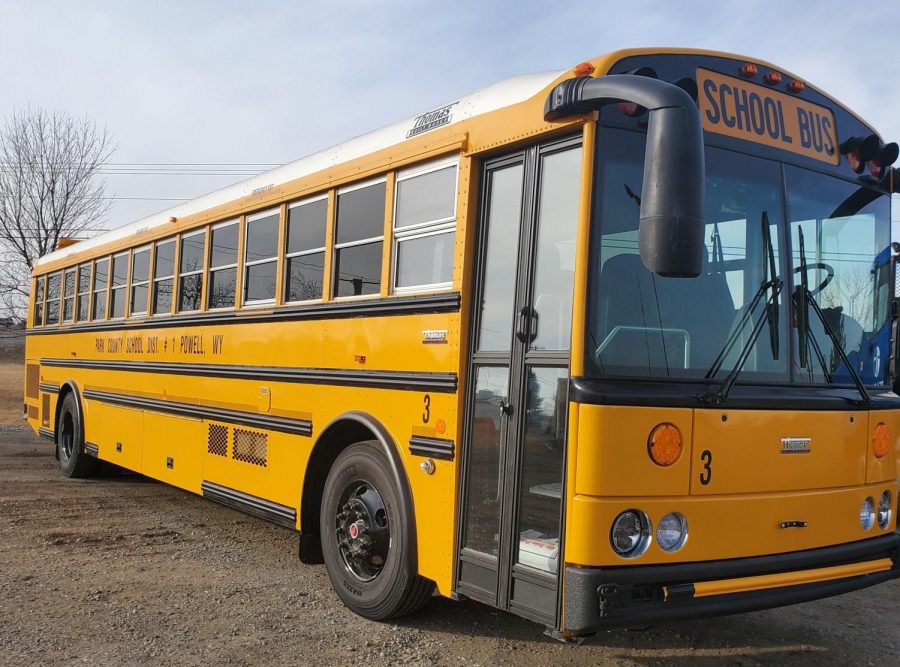 The Powell School District recently purchased six buses like the one pictured here to replace those burned in the September fire. 