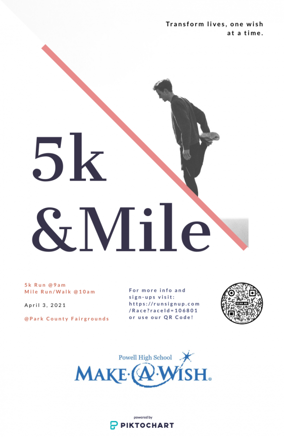 Student Council will be sponsoring a 5K and 1-mile fun run/walk April 3 to support Make-a-Wish.