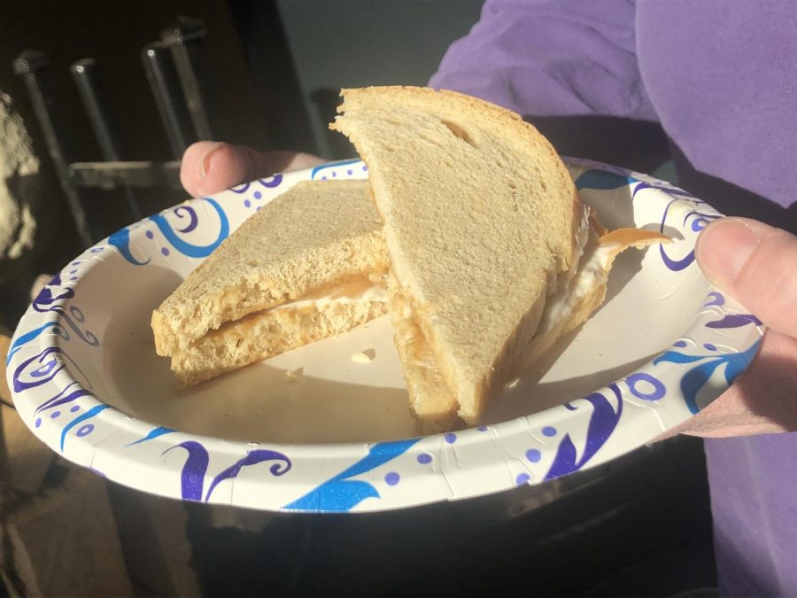 A peanut butter and mayonnaise sandwich prepared by Prowl reporter and copy editor Bailey Phillips.