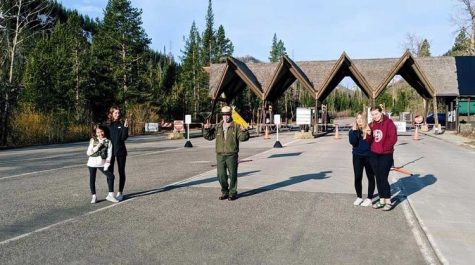 The McIntosh family were the first tourists in Yellowstone for the past three years. This will be their sixth year being the first in the park. 