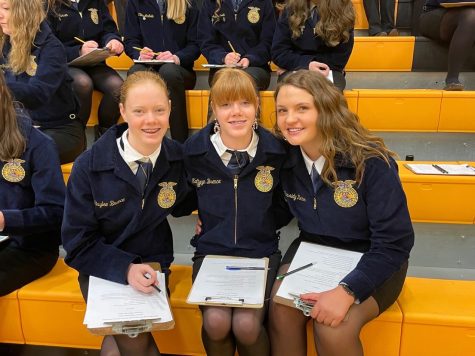Sophomores Cassidy Reimer, Baylee Brence and Kathryn Brence represented Powell-Shoshone FFA Chapter at the Casper College Vet. Science competition.