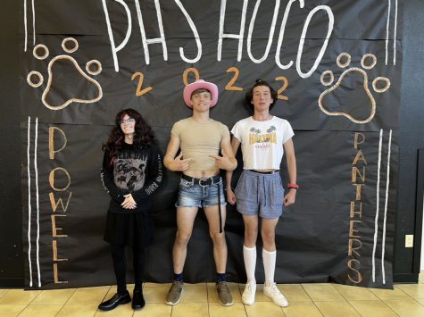 Pictured from left to right, Cole Young, Jimmy Dees, and Joe Bucher show their outfits they chose to wear for “dress as your type day” during Homecoming of 2022. 
