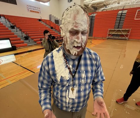 During one of the most exciting assemblies for Make-A-Wish, the Student Council pied multiple teachers, including one of the Student Council Advisers Mr. Stephen Whipple.