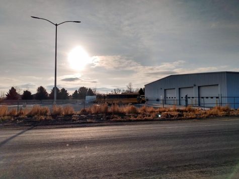 School buses can be seen parked at Powell’s bus barn.