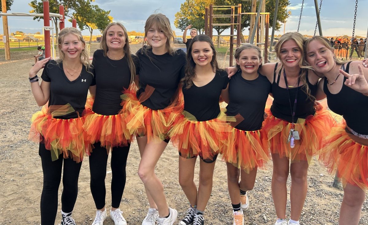 Students dress up in various costumes to participate in Homecoming activities, ranging from Homecoming Olympics sponsored by the parent group or Buff Puff, as pictured above.