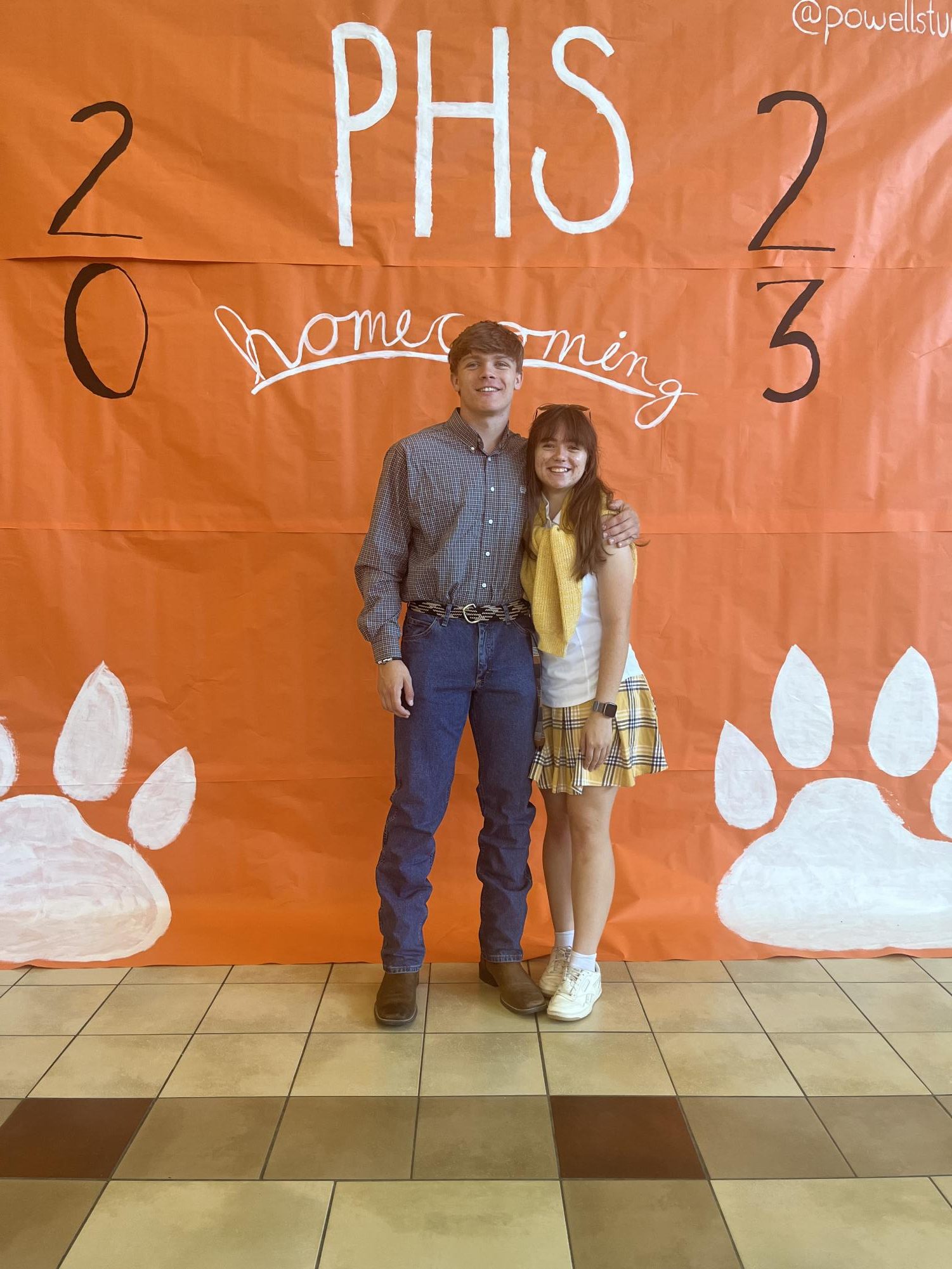 Senior Co-Presidents Jimmy Dees and Emma Johnson display their Panther Pride for Country VS Country club dressup day.