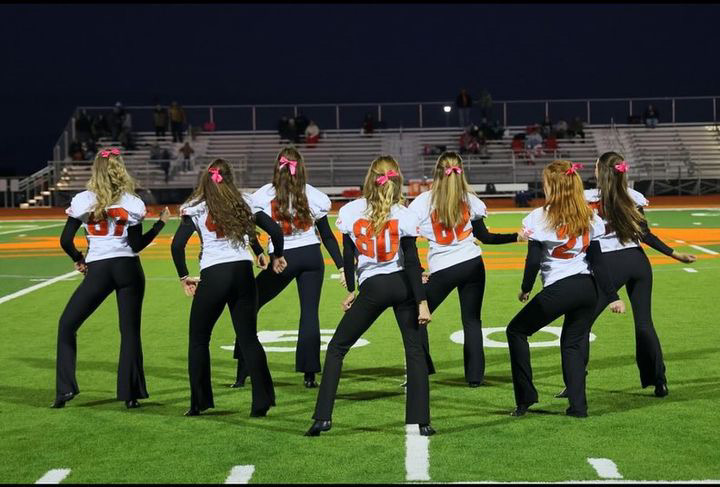 The PHS Dance Team Performs at a Varsity football game during halftime. The Cheer and Dance teams have opportunities this winter to perform and cheer on the school and community.
