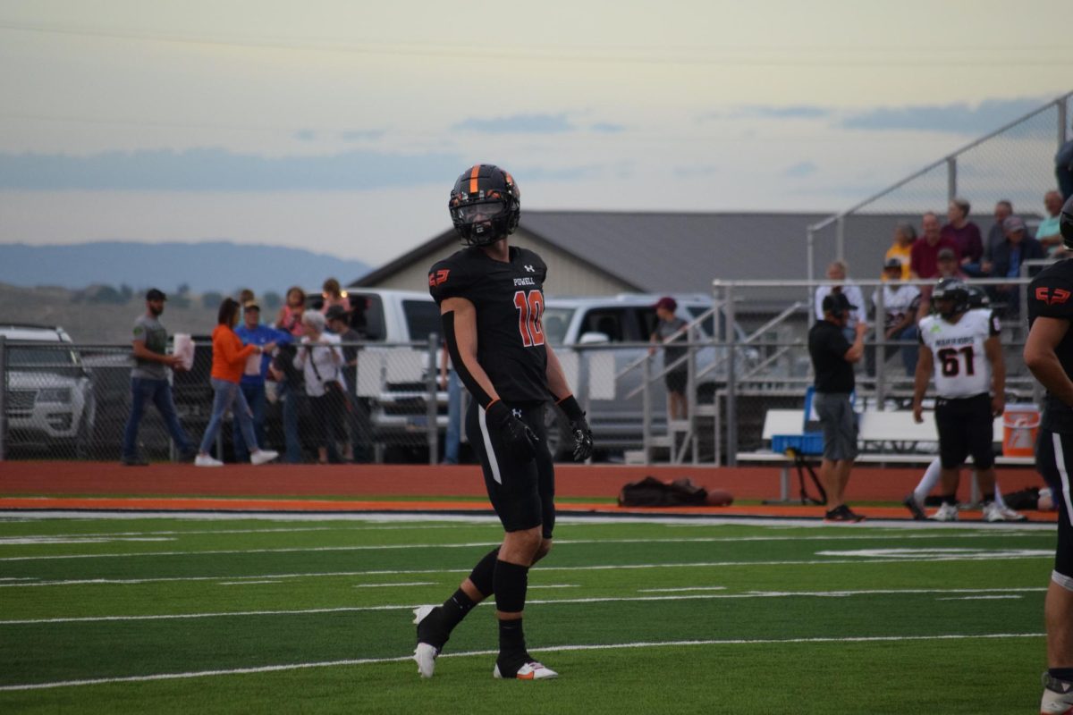 Sophomore and #10 Caden Diaz looks to the sideline to check with the side referee. 