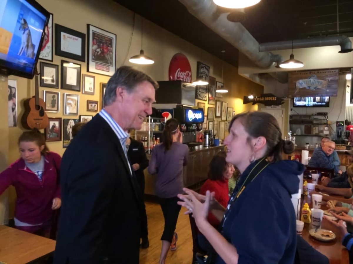 Celia Goodyear interviews U.S Senator candidate David Perdue in 2014. 