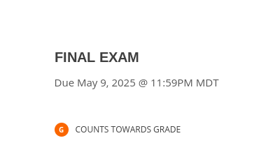 What many students see as they prepare for their final.