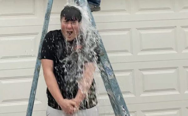 PHS junior Curtis Muecke participates in the ice bucket challenge. 