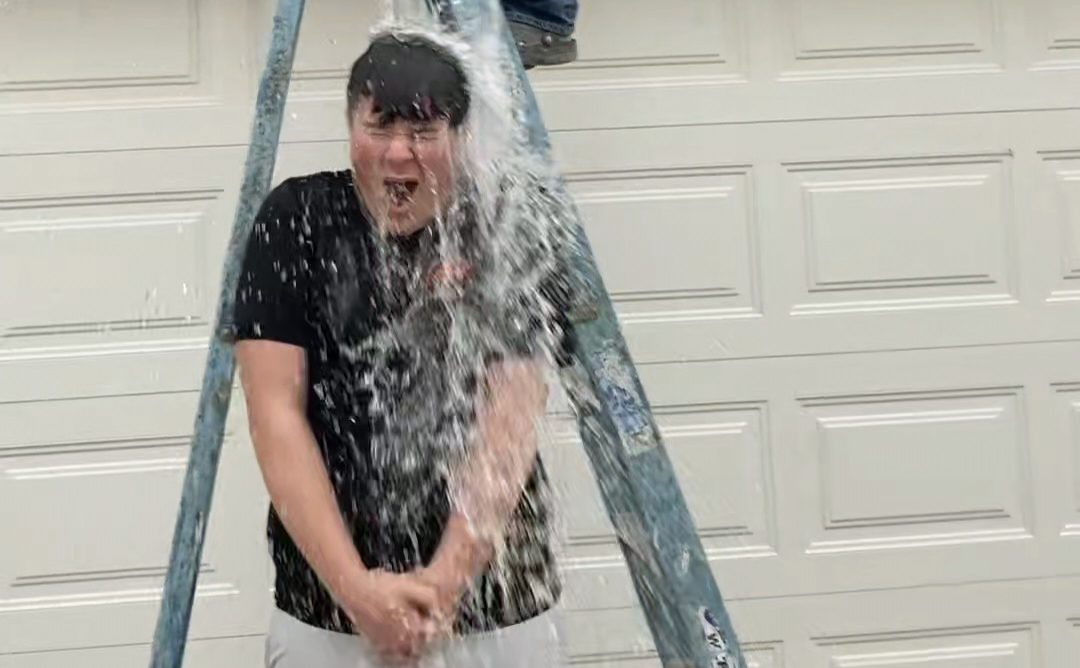 PHS junior Curtis Muecke participates in the ice bucket challenge. 