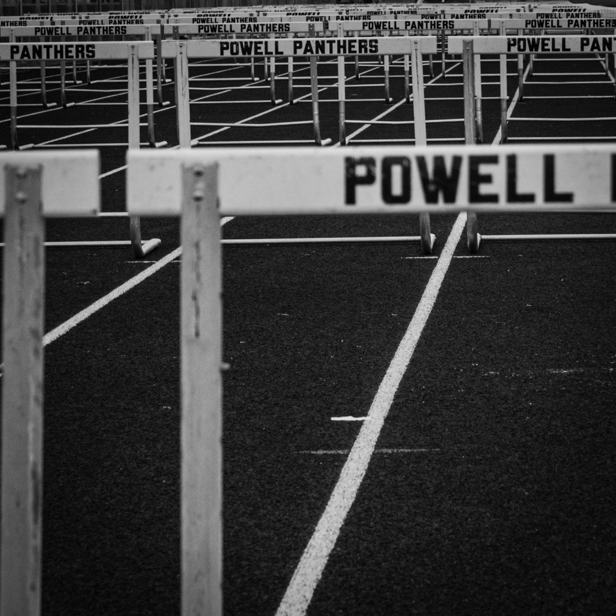 The calm before the storm for hurdles at the meet.