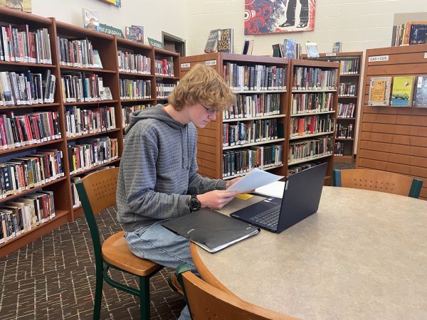 Colin Walker, a dual enrollment student, studies hard during Closed Campus time.