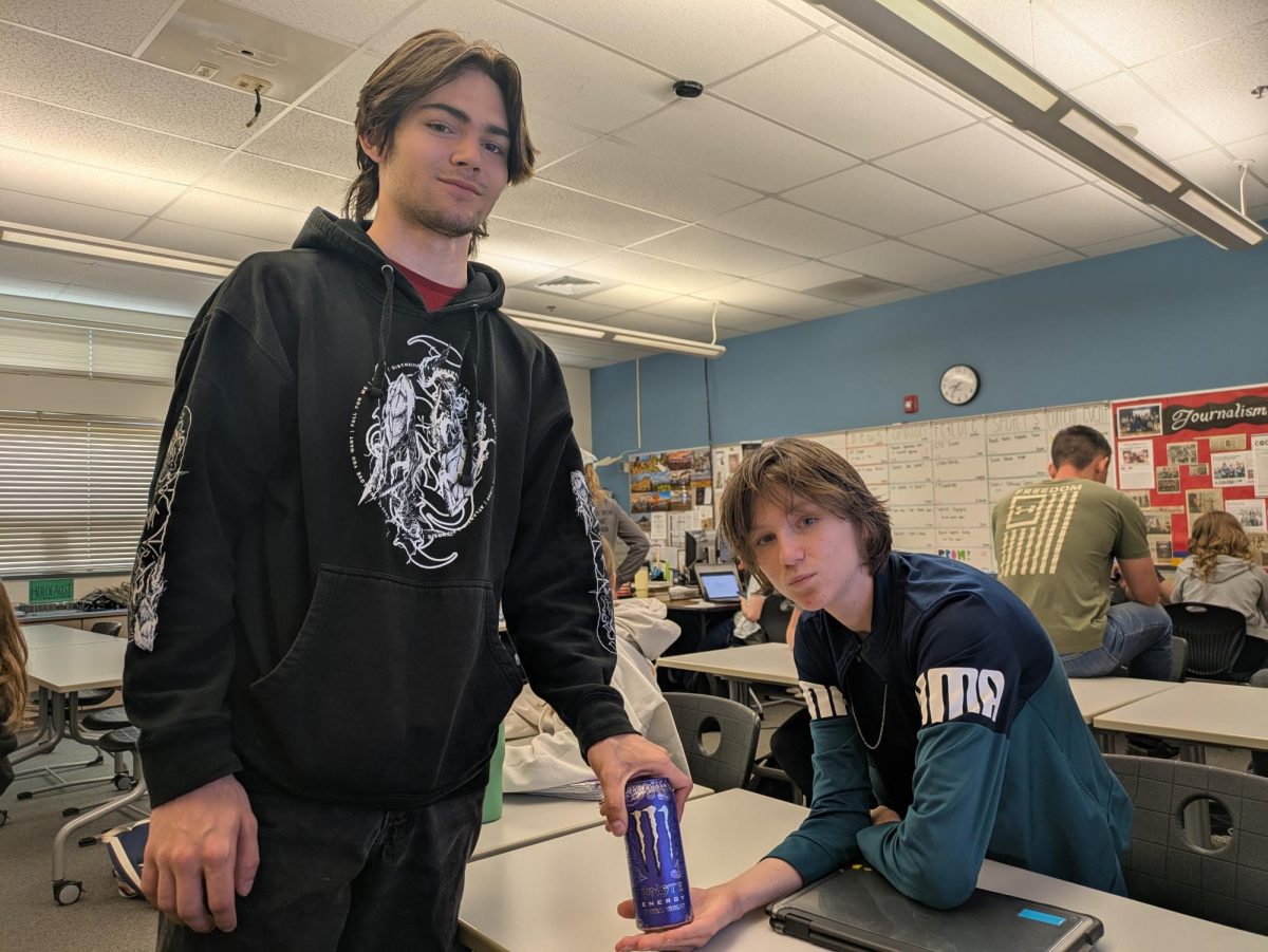 Thomas Shuman and Ben Smith share their appreciation for energy drinks.