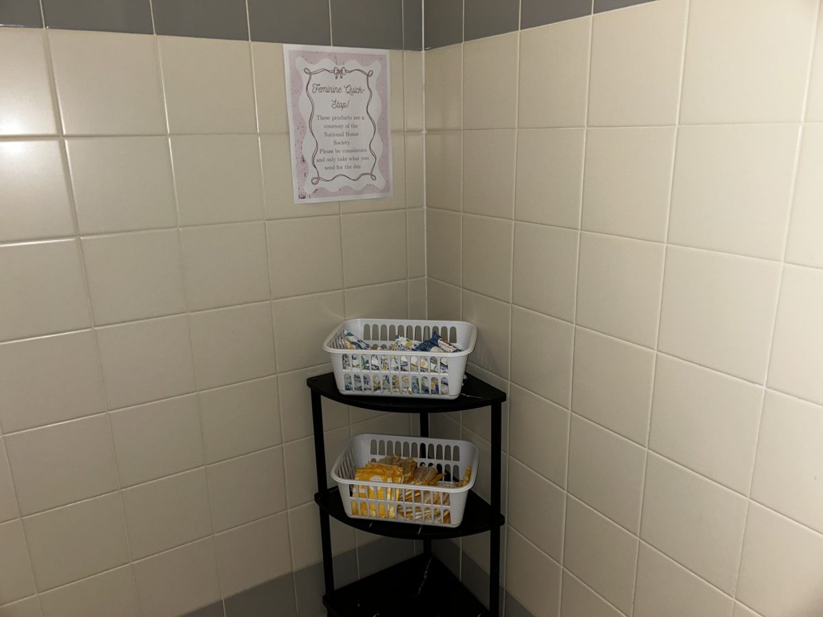 Free pads and tampons are provided in the commons rest room for students in need.