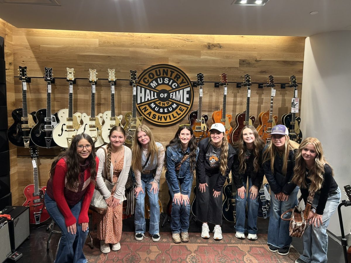 The Powell-Shoshone FFA Officers and Chapter Sweetheart pose at the Country Music Hall of Fame.