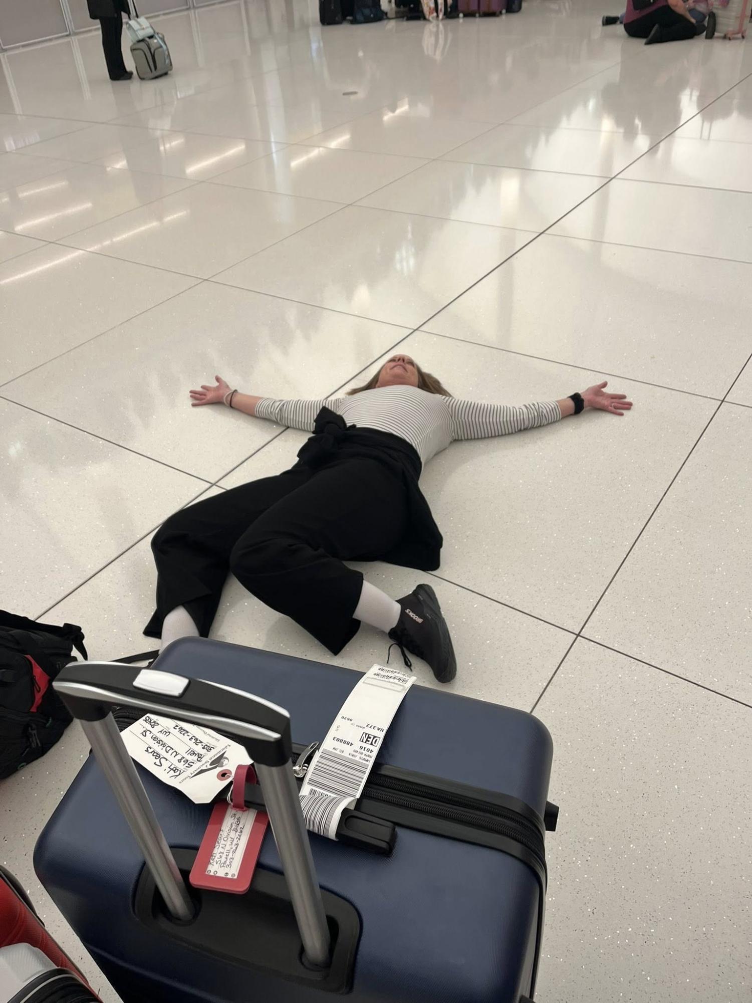 Mrs. Katie Sears shows how tired she is from traveling. 
